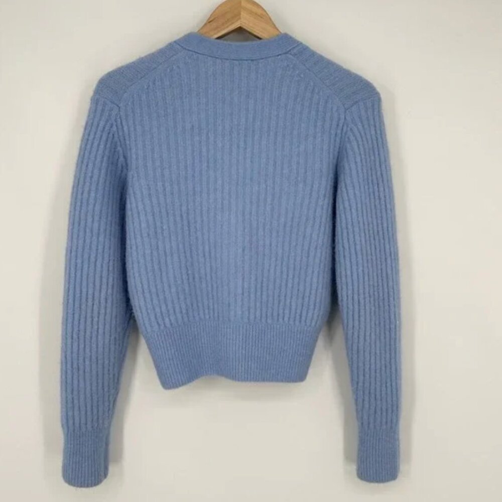 & Other Stories Wool Blend Alpaca Soft V-Neck Cardigan in Baby Blue Size XS - Picture 5 of 8